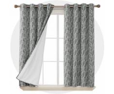 Deconovo Lot de 2 Rideaux Thermique Occultant Total Jacquard Chambre 140x180cm Rideau Chambre Fenêtre Salon Gris Anti Chaleur Intérieur - Rideaux et stores