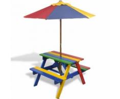 Table et bancs en bois avec parasol pour enfant - Autre jeu d'imitation