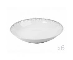 Assiette creuse en porcelaine D20cm gris - Lot de 6 BOREALIS - vaisselle