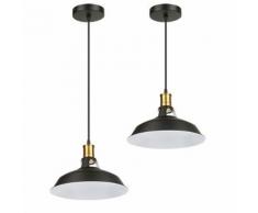 Suspension Luminaire OOBEST® Lot de 2 Rétro Style Industrielle pour Salon Couloir Cuisine E27 (Non compris l'ampoule) - Suspensions et plafonniers