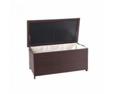 Coffre à coussins en polyrotin, HWC-D88, coffre jardin ~ Premium marron, 51x100x50 cm, 170l - Mobilier de Jardin