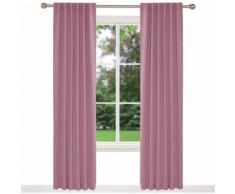 Deconovo Lot de 2 Rideaux Salon Design Moderne avec Pattes Invisibles Rideau Thermique Isolant Anti Froid Rose 117x229cm - Rideaux et stores