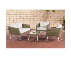 Salon de Jardin lounge Trosa 5 mm en polyrotin nature , 40 cm (Hellbraun)/Blanc crème - Mobilier de Jardin