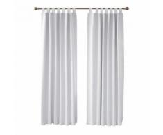 Deconovo Lot de 2 Rideau Cuisine Occultant Isolants Thermique Rideaux Salon à Patte 140x290cm Blanc Pale Gris - Rideaux et stores
