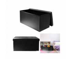 coffre banc pliable pu noirhomelina france - Mobilier de Jardin