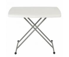 Table Pliable OOBEST® en HDPE, Acier, Hauteur Réglable pour Cour Balcon Camping, Blanc - Mobilier de Jardin