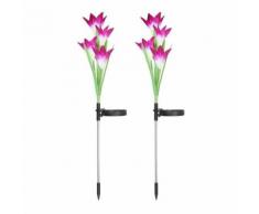 Decdeal 2 PCS lampe LED énergie solaire lis Simulation fleur lampe décorative jardin au sol inséré lampe de pelouse - Décoration d'extérieur