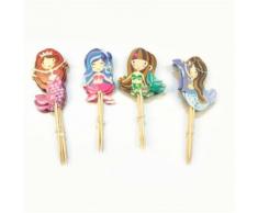 24pcs Garniture de petit gâteau de sirène du dessin animé choisit la décoration de fête d'anniversaire d'enfant - Linge de table