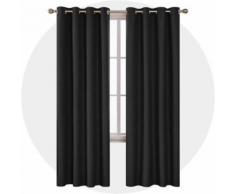 Deconovo Lot de 2 Rideau Thermique Isolant Anti Froid Complet à Oeillets Microfibre Rideaux Salon Design Moderne 140x240cm Noir Rideaux Intérieur - Rideaux et stores