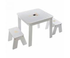 Table bureau avec tabourets enfant Douceur - L. 57 x H. 51 cm - Blanc - Bureaux