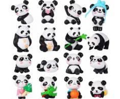 16 Paquets Pandas ALlBiz Mignons Animaux Mini Figurines d'animaux Mini Panda Cake Toppers Panda Décoration Artisanat pour Enfant Faveurs de Partie Bureau Décor À la Maison - Petite figurine