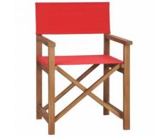 vidaXL Chaise de metteur en scène Bois de teck solide Rouge - Mobilier de Jardin