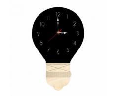Style de Nordic Light Bulb Horloge Murale Silencieuse Horloge en Bois Pour La Maison Salon Noir PL820 - Décoration murale