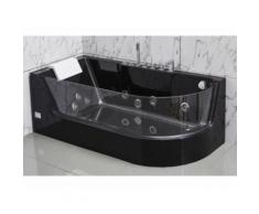 Baignoire balnéo vitrée ARIA noire - 1 place - 263L - 80*170*57cm - angle gauche - Installations salles de bain