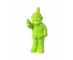 Statue en résine NAIN de jardin doigt d'honneur vert pomme - 33 cm - Objet à poser