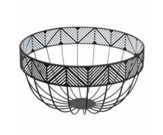 Corbeille à Fruits Ronde en Métal Frise 25cm Noir - Article de décoration