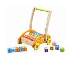 Chariot de marche bébé en bois avec cubes (chiffres, lettres) - dès 12 mois - Trotteurs