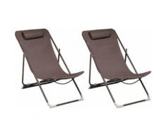 Proloisirs - Chilienne en acier et toile Globe (Lot de 2) Café - Mobilier de Jardin