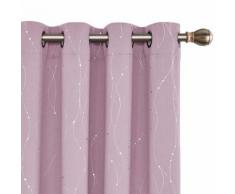 Deconovo Lot de 2 Occultant Rideaux Thermique Solide Argenté Motif avec Oeillets Isolant Rideaux Salon Design Moderne 117 x 183 cm Rose Pâle - Rideaux et stores