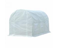 Serre de jardin tunnel surface sol 7 m² 3,5L x 2l x 2H m châssis tubulaire renforcé 18 mm 6 fenêtres blanc - Matériel pour serre et semis
