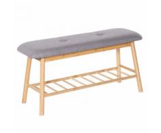 Meuble à chaussures Banc Jeobest avec assise et étagères rangement en bois massif-Gris - Tapis et paillasson