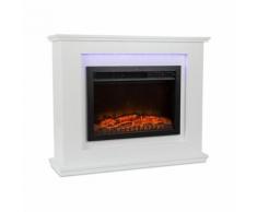Klarstein Salzburg Cheminée électrique effet flammes - chauffage 2 niveaux : 1000W / 2000W - blanc - Cheminées, poêles