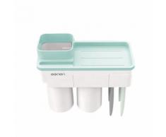 Ensemble de rangement pour brosse à dents et dentifrice mural avec couvercle anti-poussière sans perçage - Vert - Accessoires de bain