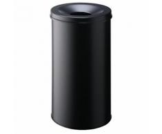 Durable 330701 corbeille à papier ronde 60 litres avec couvercle etouffoir anti-feu hauteur 66cm en métal peint coloris noir - Accessoires de rangement