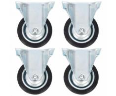 vidaXL 4x Roulettes Pivotantes avec Double Frein Roulette de Mobilier Roulette de Meuble Chariot Roulant Etagère à Livre Bibliothèque Panier d'Achat Capacité 70 kg 100 mm - Accessoires pour meubles