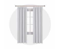 Deconovo Lot de 2 Rideaux de Porte Cuisine Salon Designe Moderne Occultant Rideau Chambre Galon Fronceur Bureau Fenêtre Thermique Blanc Pâle Gris 140x200cm - Rideaux et stores