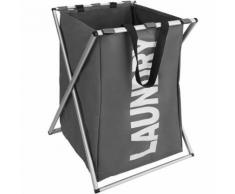 TECTAKE Panier à Linge sale Pliable 1 Compartiment 59 L Gris foncé - Accessoires de bain