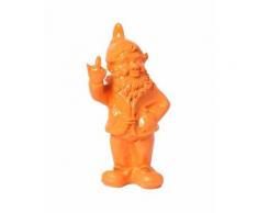 Statue en résine NAIN de jardin doigt d'honneur orange - 33 cm - Objet à poser