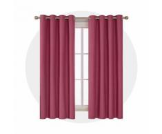 Deconovo Lot de 2 Rideau Occultant Complet à Oeillets Rideaux Salon Thermique Microfibre 140x175cm Rouge Rideau Thermique Isolant Anti Froid - Rideaux et stores