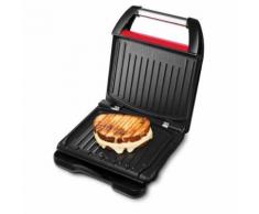 George Foreman Grill Family 25040-56, 28x17cm, Barbecue Électrique, Viande, Panini, Sandwich, Revêtement Antiadhésif, Récupérateur Graisse Amovible, 1650W - Inox/Rouge - Grillade et barbecue