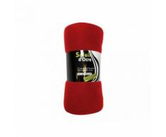 Couverture polaire unie - 180 x 220 cm - Rouge - Linge de lit