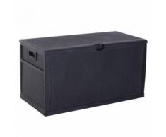 Coffre malle de rangement dim. 120L x 61l x 63H cm résine tressée imitation rotin noir - Mobilier de Jardin