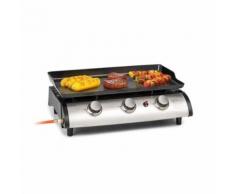 Klarstein Grillfabrik Grill à gaz 3 brûleurs , 7,5kW , plaque en acier inoxydable , allumage piezo , tuyau inclus - Grille-viande