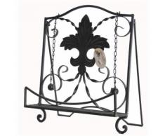 L'Héritier Du Temps - Lutrin de cuisine chevalet de lecture pupitre motif fleur de lys en fer patiné noir 28x33x36cm - Objet à poser