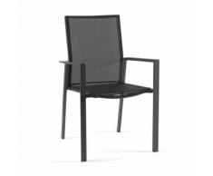 Chaise en alu anthracite et textilène noir gazzo - Mobilier de Jardin