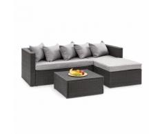Blumfeldt Theia Lounge Salon de jardin complet polyrotin noir & gris clair - Mobilier de Jardin