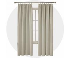 Deconovo Lot de 2 Rideaux Occultant Isolant Thermique Chaleur Rideau Salon Design Moderne Rideau Cuisine Galon Fronceur Beige 140x210cm - Rideaux et stores
