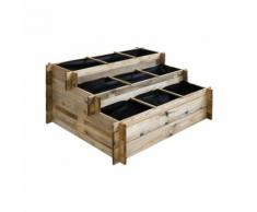 Carré potager à étages en bois traité 120 x 100 cm - Jardinières et bacs