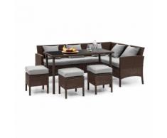 Blumfeldt Titania Lounge Salon de jardin complet polyrotin marron & gris clair - Mobilier de Jardin