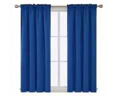 Deconovo Lot de 2 Rideaux Salon Design Moderne Occultants Passe Tringle Rideau Isolant Thermique et Phonique 140x180cm Bleu Roi - Rideaux et stores