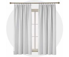 Deconovo Lot de 2 Rideaux Chambre Adult Moderne Salon Jeune Design Moderne Rideau Cuisine Galon Fronceur de Porte Blanc Pale Gris 117x138cm - Rideaux et stores