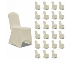 vidaXL Housses élastiques de chaise Crème 24 pcs - Textile séjour