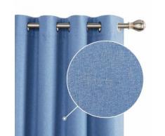 Deconovo Lot de 2 Rideau Thermiques Occultant Complet Rideaux Salon Design Moderne à Oeillets Effet Lin Rideaux de la Cuisine Moderne 117x183cm Bleu - Rideaux et stores