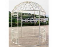L'Héritier Du Temps - Grande tonnelle kiosque de jardin pergola abris rond gloriette en fer forgé blanc 250x250x290cm - Mobilier de Jardin