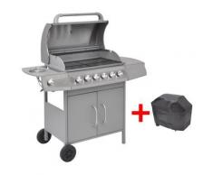 vidaXL barbecue grill à gaz 6+1 foyers argenté - Gaziniere