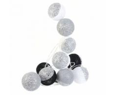 Guirlande lumineuse 10 LED Boule Céleste - L. 192 cm - Argent et noir - Objet à poser